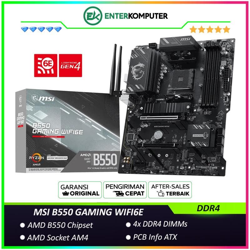 MSI B550 GAMING WIFI6E (AM4 AMD Promontory B550 DDR4 USB3.2 Type-C SATA3) - foto 1