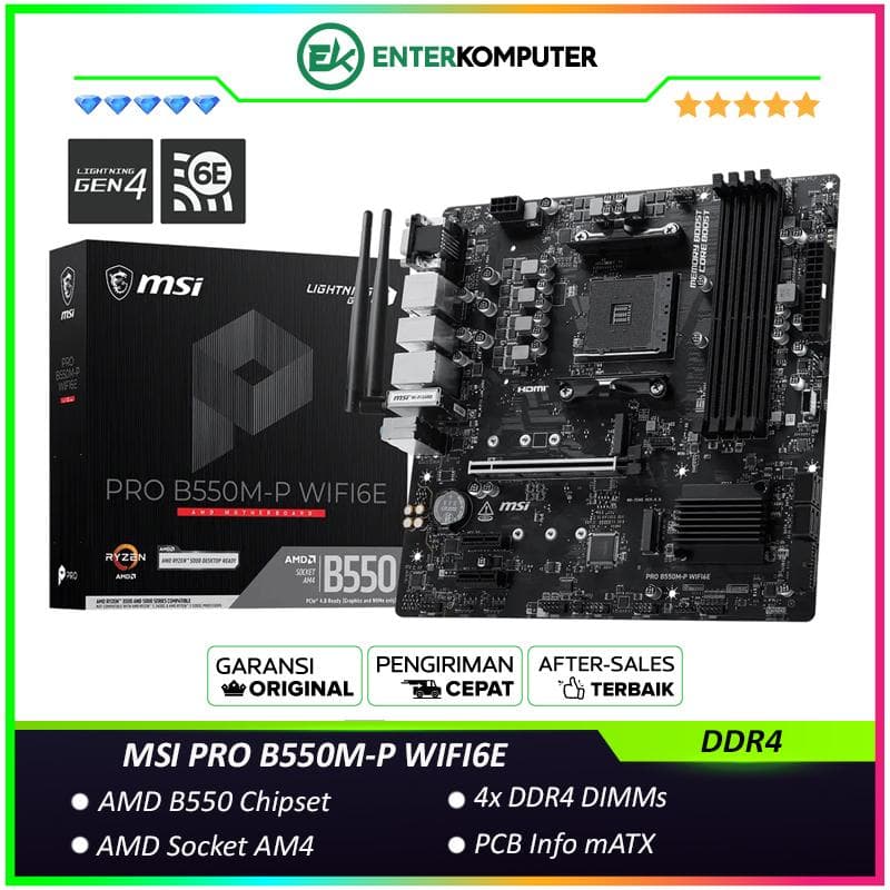 MSI PRO B550M-P WIFI6E (AM4 AMD Promontory B550 DDR4 USB3.2 Type-C SATA3) - foto 1
