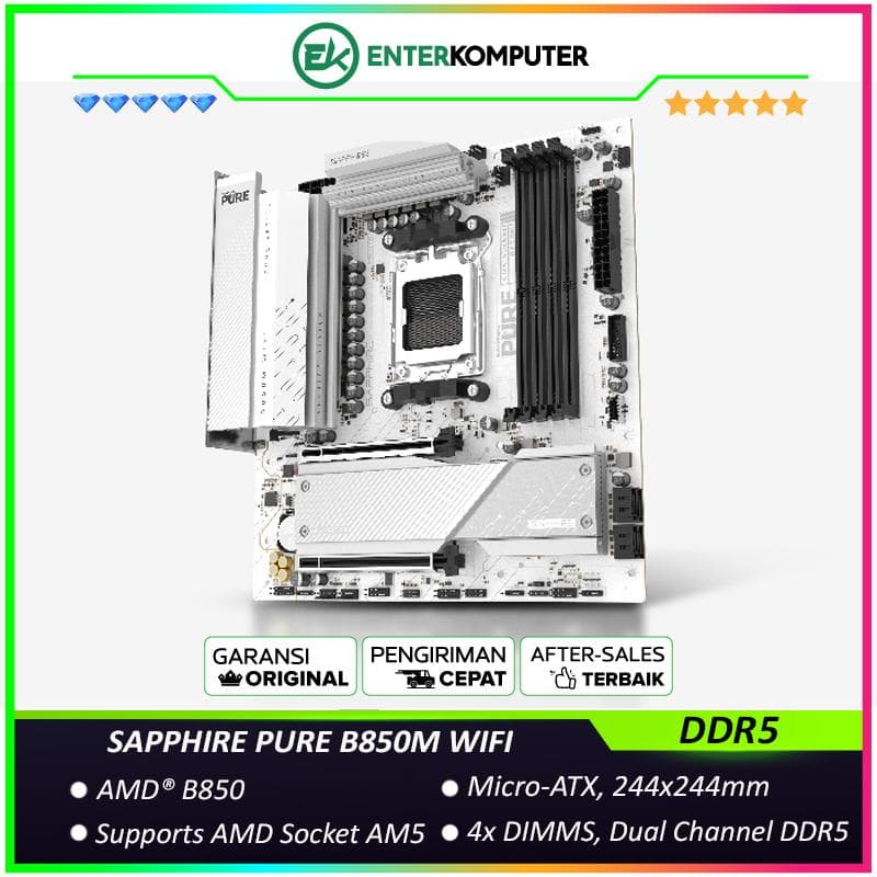SAPPHIRE PURE B850M WIFI (AM5, AMD B850, DDR5, USB3.2 Type-C, SATA3) - foto 1