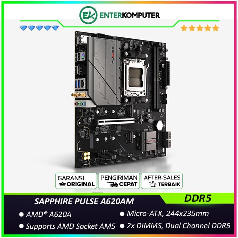 SAPPHIRE PULSE A620AM (AM5, AMD A620A, DDR5, USB3.2, SATA3) - foto 1