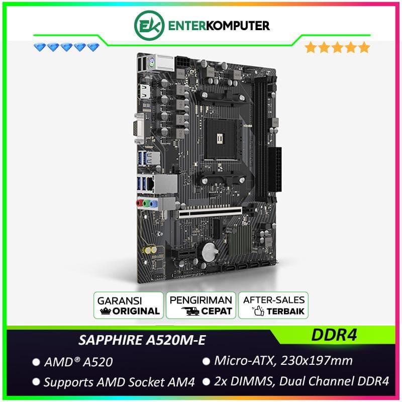 SAPPHIRE A520M-E (AM4, A520, DDR4, USB 3.2, SATA3) - foto 1