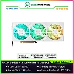 GALAX GeForce RTX 5080 16GB GDDR7 WHITE (1-Click OC) - ARGB LIGHTING OVERHAUL - TRIPLE FAN - Garansi 3 Thn - foto 1