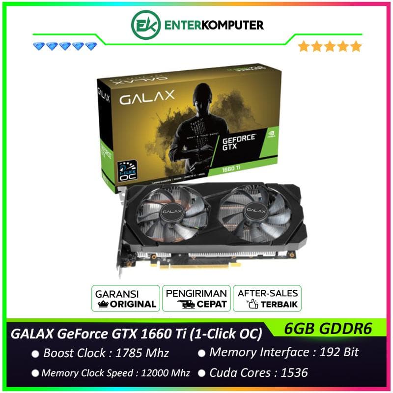 GALAX GeForce GTX 1660 Ti 6GB GDDR6 (1-Click OC) - DUAL FAN - Garansi 3 Thn - foto 1