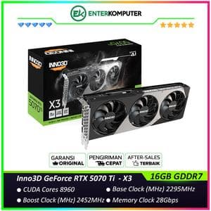 Inno3D GeForce RTX 5070 Ti 16GB GDDR7 X3 - Enormous Cooler with TRIPLE FAN - Garansi 3 Thn - foto 1