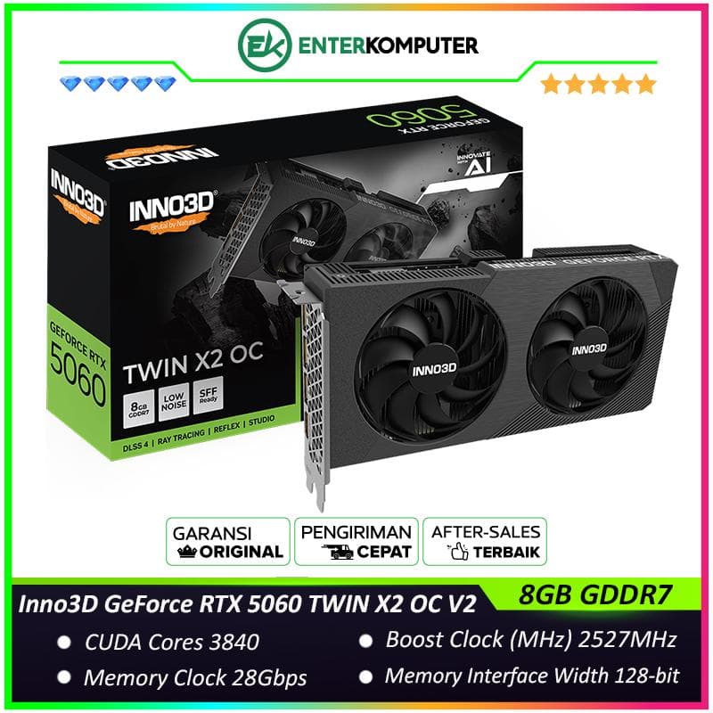 Inno3D GeForce RTX 5060 8GB GDDR7 TWIN X2 OC V2 - DUAL FAN - Garansi 3 Thn - foto 1