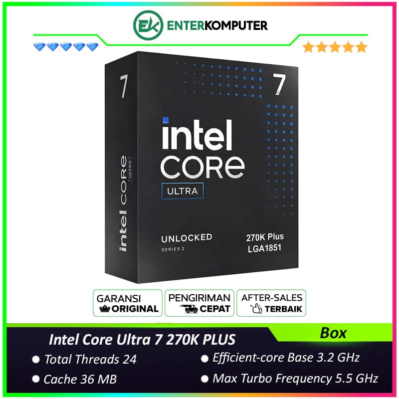 Intel Core Ultra 7 270K PLUS 3.2GHz Up To 5.5GHz - Cache 36MB [Box] Socket LGA 1851 - Arrow Lake Series - foto 1