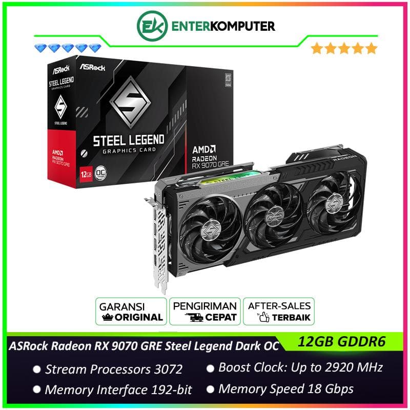 ASRock Radeon RX 9070 GRE 12GB GDDR6 Steel Legend Dark OC - foto 1