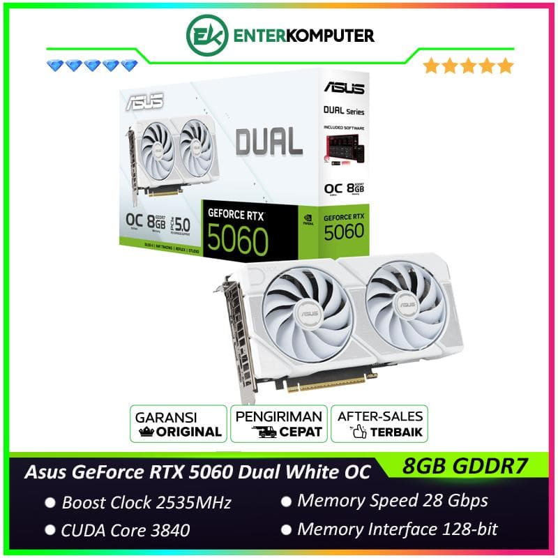 Asus GeForce RTX 5060 8GB GDDR7 Dual White OC Edition - foto 1