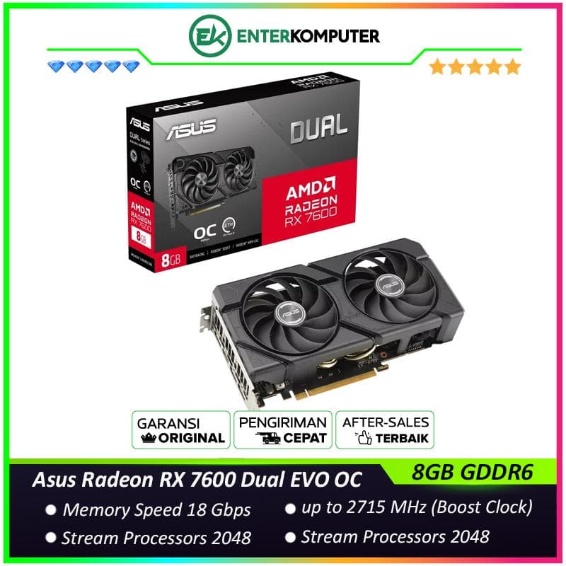 Asus Radeon RX 7600 8GB GDDR6 Dual EVO OC Edition - foto 1