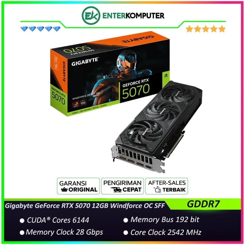 Gigabyte GeForce RTX 5070 12GB GDDR7 Windforce OC SFF - GV-N5070WF3OC-12GD - foto 1