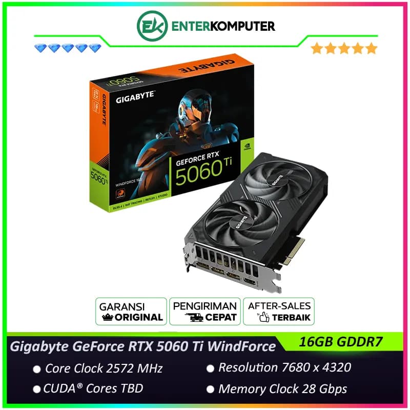 Gigabyte GeForce RTX 5060 Ti 16GB GDDR7 WindForce - GV-N506TWF2-16GD - foto 1