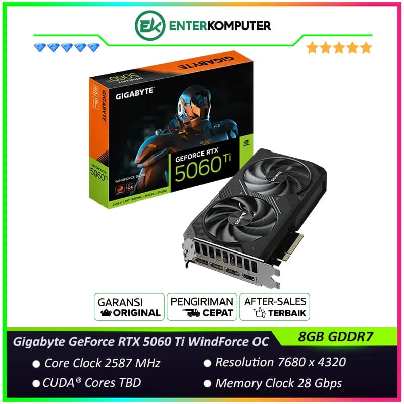 Gigabyte GeForce RTX 5060 Ti 8GB GDDR7 WindForce OC - GV-N506TWF2OC-8GD - foto 1