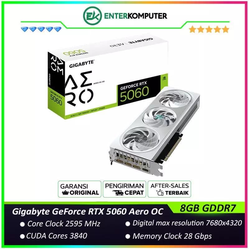 Gigabyte GeForce RTX 5060 8GB GDDR7 Aero OC - GV-N5060AERO OC-8GD - foto 1