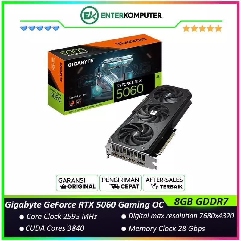 Gigabyte GeForce RTX 5060 8GB GDDR7 Gaming OC - GV-N5060GAMING OC-8GD - foto 1