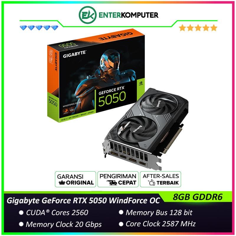 Gigabyte GeForce RTX 5050 8GB GDDR6 WindForce OC - GV-N5050WF2OC-8GD - foto 1
