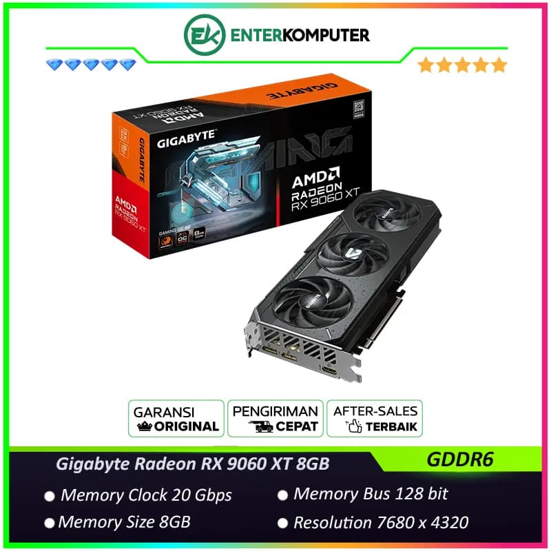 Gigabyte Radeon RX 9060 XT 8GB GDDR6 Gaming OC - GV-R9060XTGAMING OC-8GD - foto 1