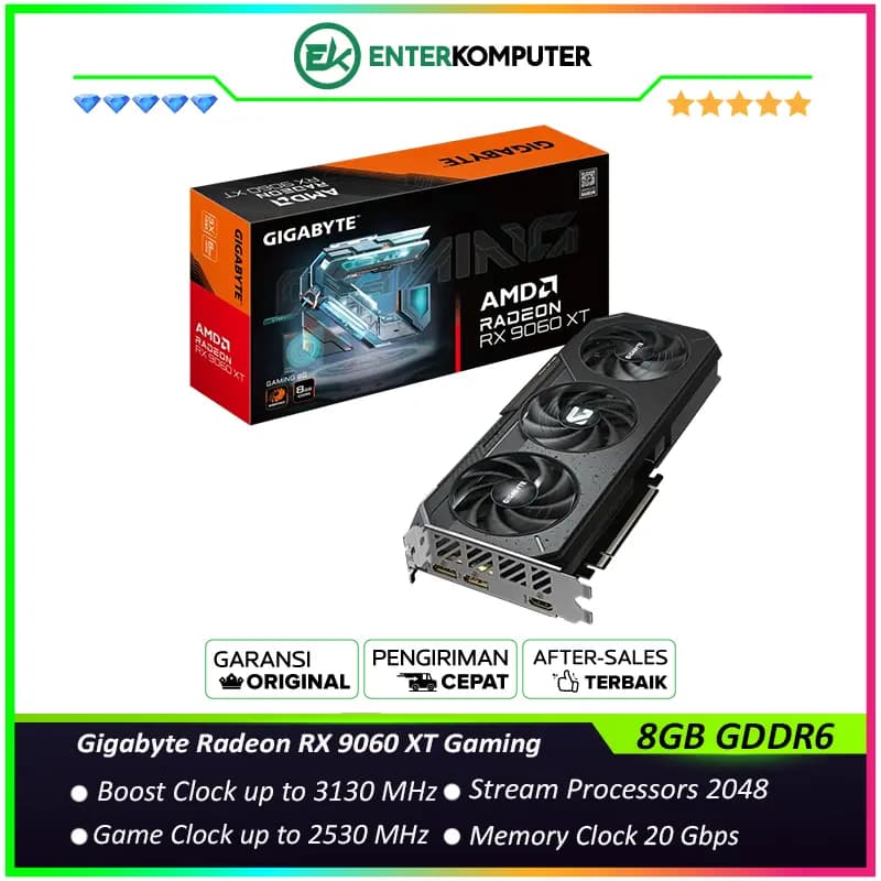 Gigabyte Radeon RX 9060 XT 8GB GDDR6 Gaming - GV-R9060XTGAMING-8GD - foto 1