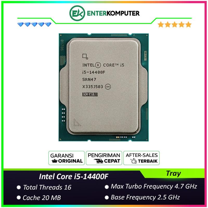 Intel Core i5-14400F 2.5GHz Up To 4.7GHz - Cache 20MB [Tray] Socket LGA 1700 - Raptor Lake Refresh Series - Garansi 3 Thn - foto 1