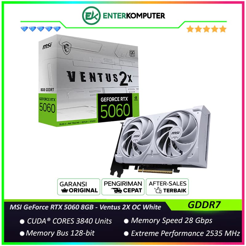 MSI GeForce RTX 5060 8GB GDDR7 - Ventus 2X OC White - foto 1