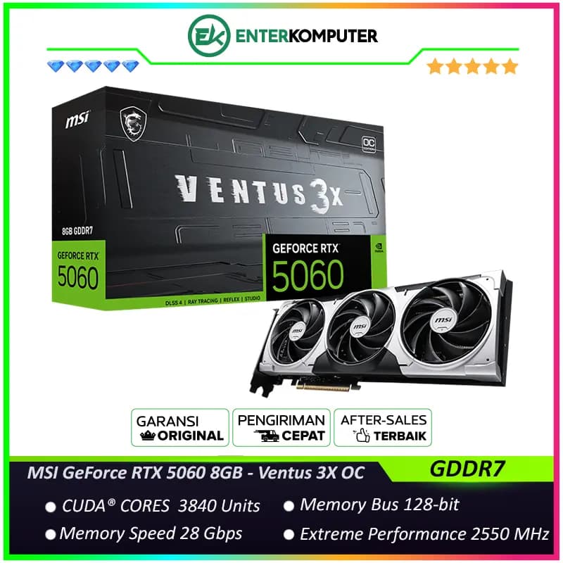 MSI GeForce RTX 5060 8GB GDDR7 - Ventus 3X OC - foto 1