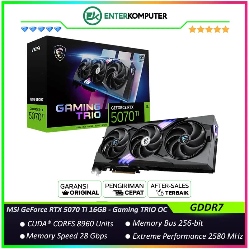 MSI GeForce RTX 5070 Ti 16GB GDDR7 - Gaming TRIO OC - foto 1
