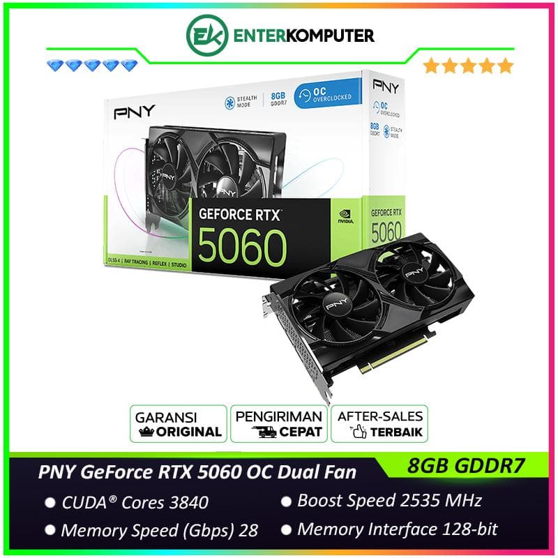 PNY GeForce RTX 5060 8GB GDDR7 OC Dual Fan - foto 1