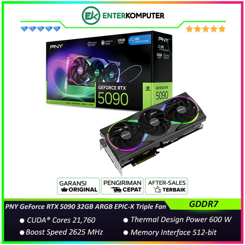 PNY GeForce RTX 5090 32GB GDDR7 ARGB EPIC-X RGB OC Triple Fan - foto 1