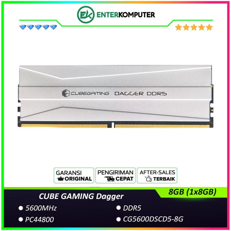 CUBE GAMING Dagger DDR5 5600MHz PC44800 8GB (1x8GB) - CG5600DSCD5-8G - Chipset By Micron - foto 1