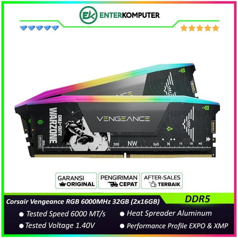Corsair Vengeance RGB CALL OF DUTY WARZONE EDITION Grey DDR5 PC48000 6000MHz 32GB (2x16GB) 30-36-36-76 - CMH32GX5M2B6000Z30-WZ - foto 1