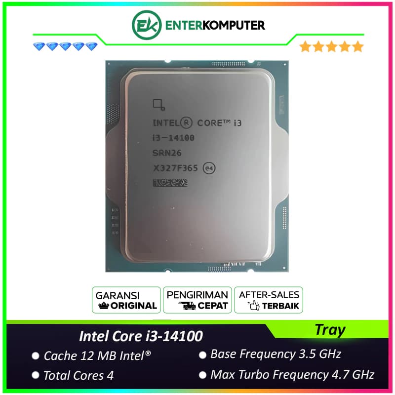Intel Core i3-14100 3.5GHz Up To 4.7GHz - Cache 12MB [Tray] Socket LGA 1700 - Raptor Lake Refresh Series - Garansi 3Thn - foto 1