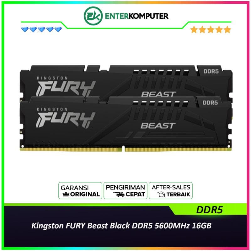Kingston FURY Beast Black DDR5 PC44800 5600MHz 16GB (2x8GB) 36-38-38 - KF556C36BBEK2-16 - foto 1