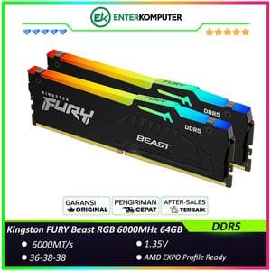 Kingston FURY Beast Black RGB DDR5 PC48000 6000MHz 64GB (2x32GB) 36-38-38 - KF560C36BBE2AK2-64 - foto 1