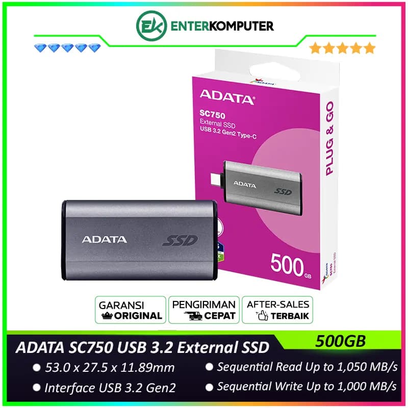 ADATA SC750 500GB USB 3.2 External SSD - foto 1