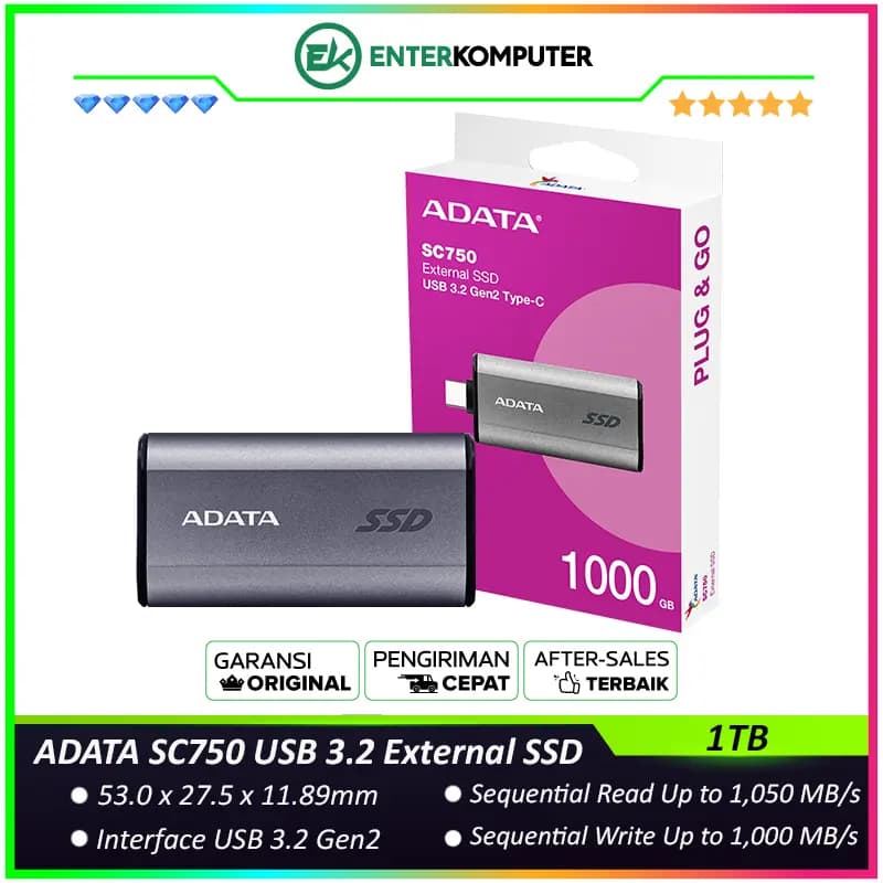 ADATA SC750 1TB USB 3.2 External SSD - foto 1