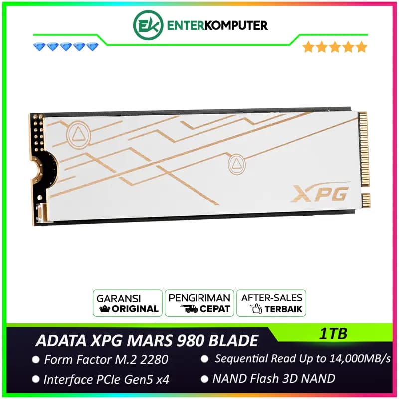 ADATA XPG MARS 980 BLADE 1TB PCIe Gen5 x4 - R 14000MB/S W 10000MB/S - SMAR-980B-1TCS - foto 1