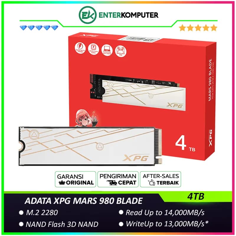 ADATA XPG MARS 980 BLADE 4TB PCIe Gen5 x4 - R 14000MB/S W 13000MB/S - SMAR-980B-4TCS - foto 1