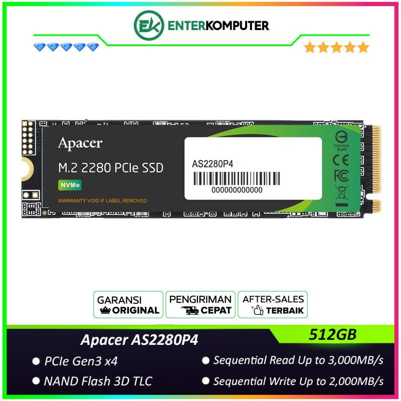 Apacer AS2280P4 512GB M.2 NVME PCIe 3.0 x4 - foto 1