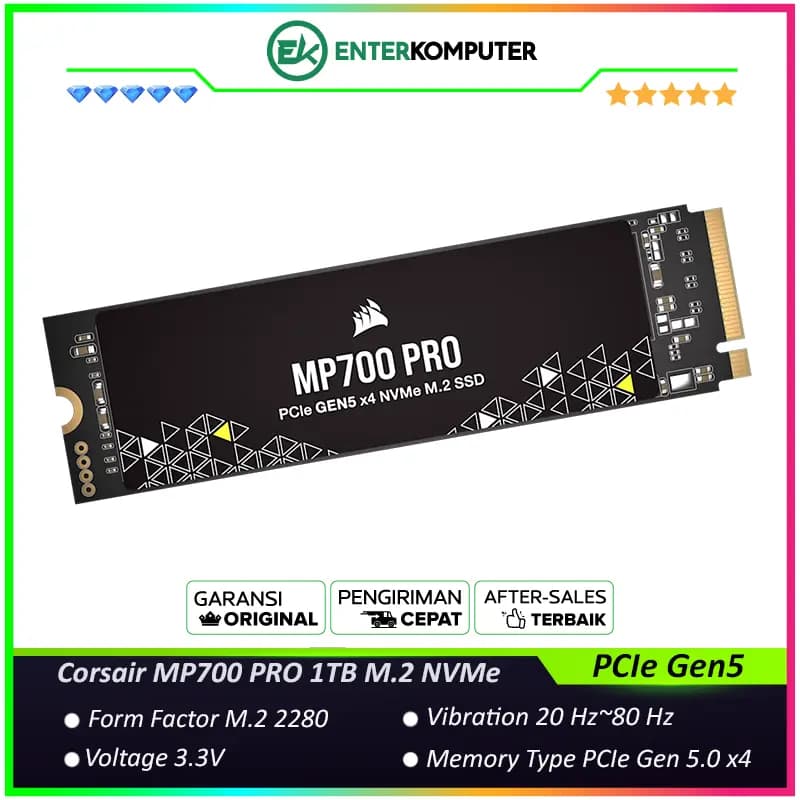 Corsair MP700 PRO 1TB M.2 NVMe PCIe Gen5 x4 - CSSD-F1000GBMP700PNH - foto 1