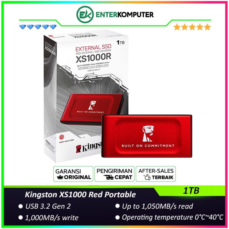 Kingston XS1000 Red Portable SSD 1TB USB 3.2 Gen 2 - SXS1000R/1000GA - foto 1