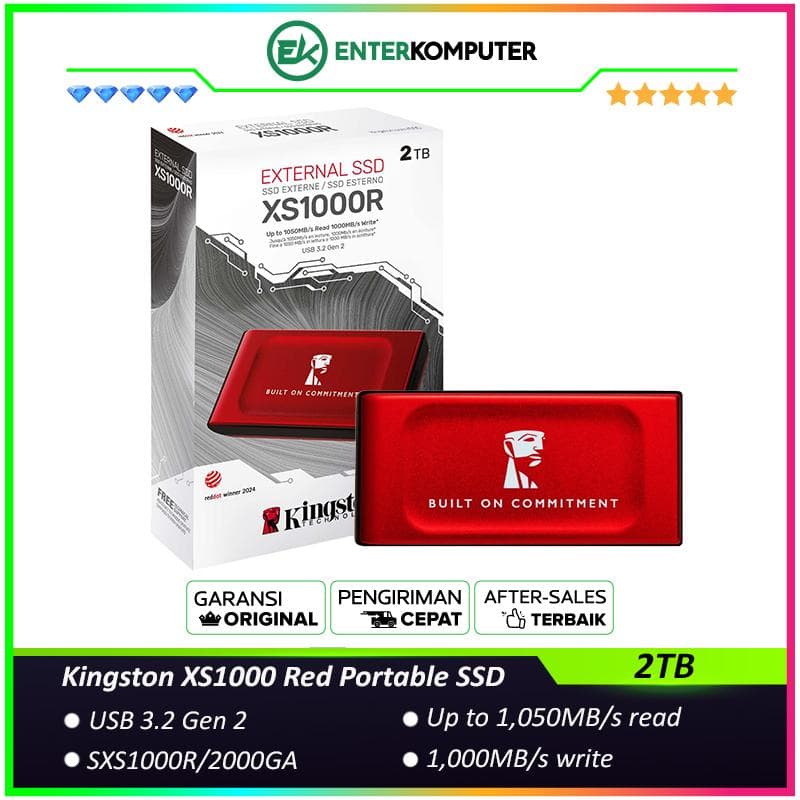 Kingston XS1000 Red Portable SSD 2TB USB 3.2 Gen 2 - SXS1000R/2000GA - foto 1