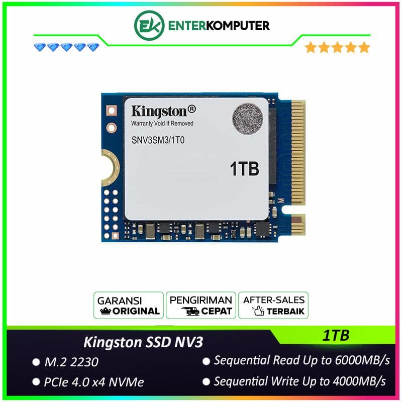 Kingston SSD NV3 1TB M.2 2230 NVMe PCIe Gen 4.0 x4 - R 6000MB/s W 4000MB/s - foto 1