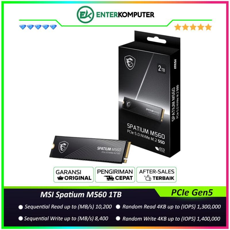 MSI Spatium M560 1TB M.2 NVMe PCIe Gen5 x4 - Grs 5th - foto 1