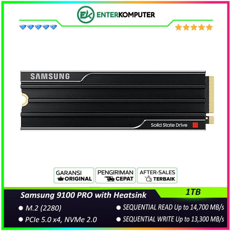 Samsung SSD 9100 PRO M.2 PCIe Gen5.0 1TB MZ-VAP1T0C with Heatsink - Grs 5th - foto 1