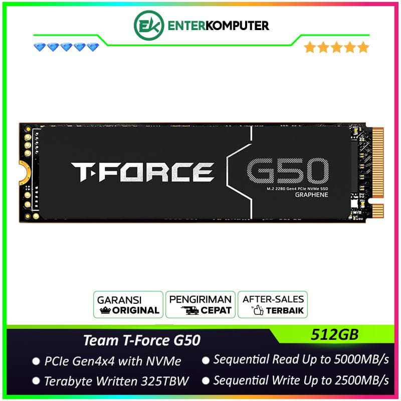Team T-Force G50 512GB M.2 PCIe Gen4.0 x4 - TM8FFE512G0C129 - R 5000MB/s & W 2500MB/s - foto 1