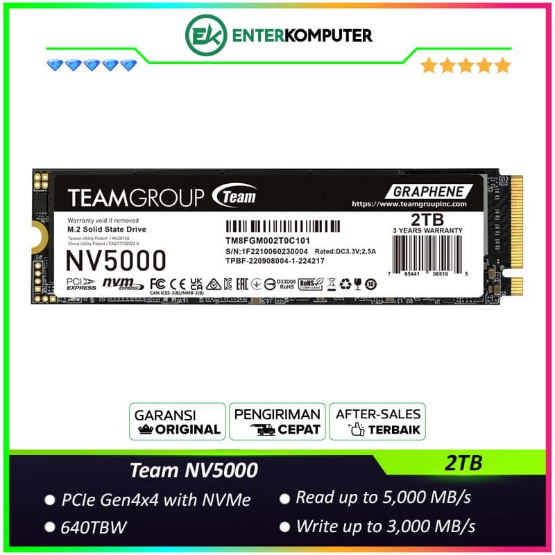 Team NV5000 2TB M.2 PCIe Gen4 x4 - TM8FGM002T0C101 - R 5000MB/s & W 3000MB/s - foto 1