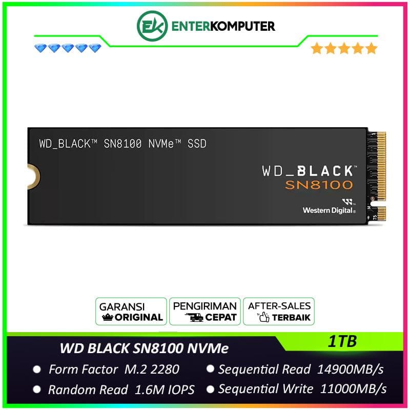 WD BLACK SN8100 NVMe SSD 1TB M.2 2280 PCIe Gen5 x4 - R 14900MB/s W 11000MB/s - foto 1