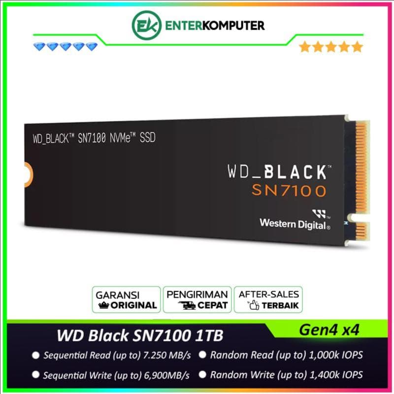 WD BLACK SN7100 NVMe SSD 1TB M.2 2280 PCIe Gen4 x4 - R 7250MB/s W 6900MB/s - foto 1