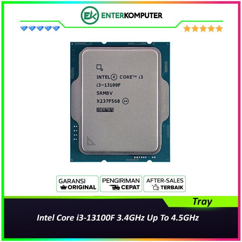 Intel Core i3-13100F 3.4GHz Up To 4.5GHz - Cache 12MB [Tray] Socket LGA 1700 - Raptor Lake Series - NEW UNIT - 1 Years Warranty - foto 1