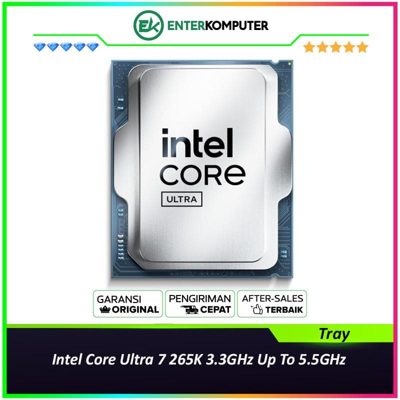Intel Core Ultra 7 265K 3.3GHz Up To 5.5GHz - Cache 30MB [Tray] Socket LGA 1851 - Arrow Lake Series - NEW UNIT - 1 Years Warranty - foto 1