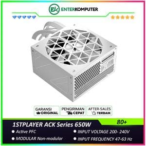 1STPLAYER ACK Series 650W HA-650AC1 WHITE Edition 80+ Certified with Embossed Cable - Active PFC - 140MM Hydraulic Bearing - Premium Quality Capacitors - 5 Years Warranty - foto 1